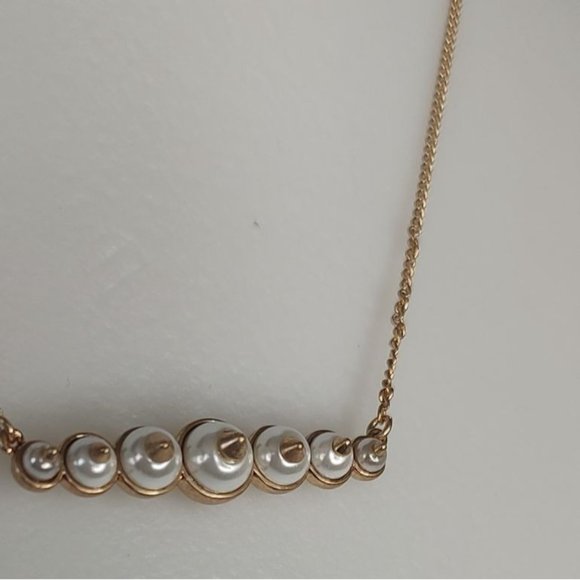 All Saints Necklace Dana Pearl Bar Necklace Gold - Picture 8 of 14